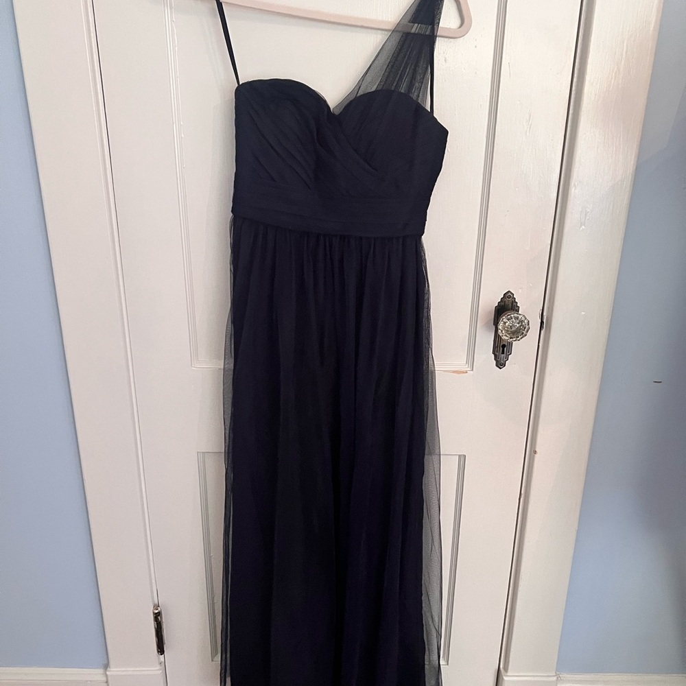 Amsale Navy Tulle Prom Dress